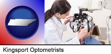female optometrist performing a sight test in Kingsport, TN