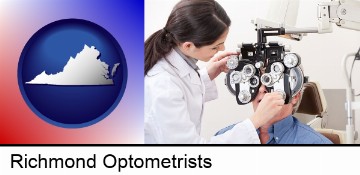 female optometrist performing a sight test in Richmond, VA